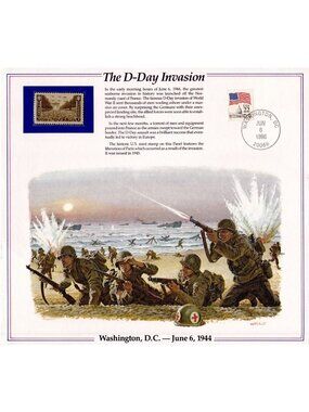 D-Day Invasion Stamp Panel Normandy France WWII 1986 Washington DC